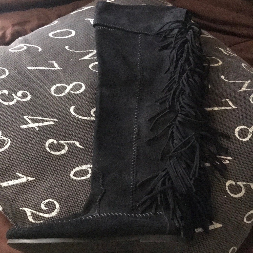Tall Suede Fringe Boots